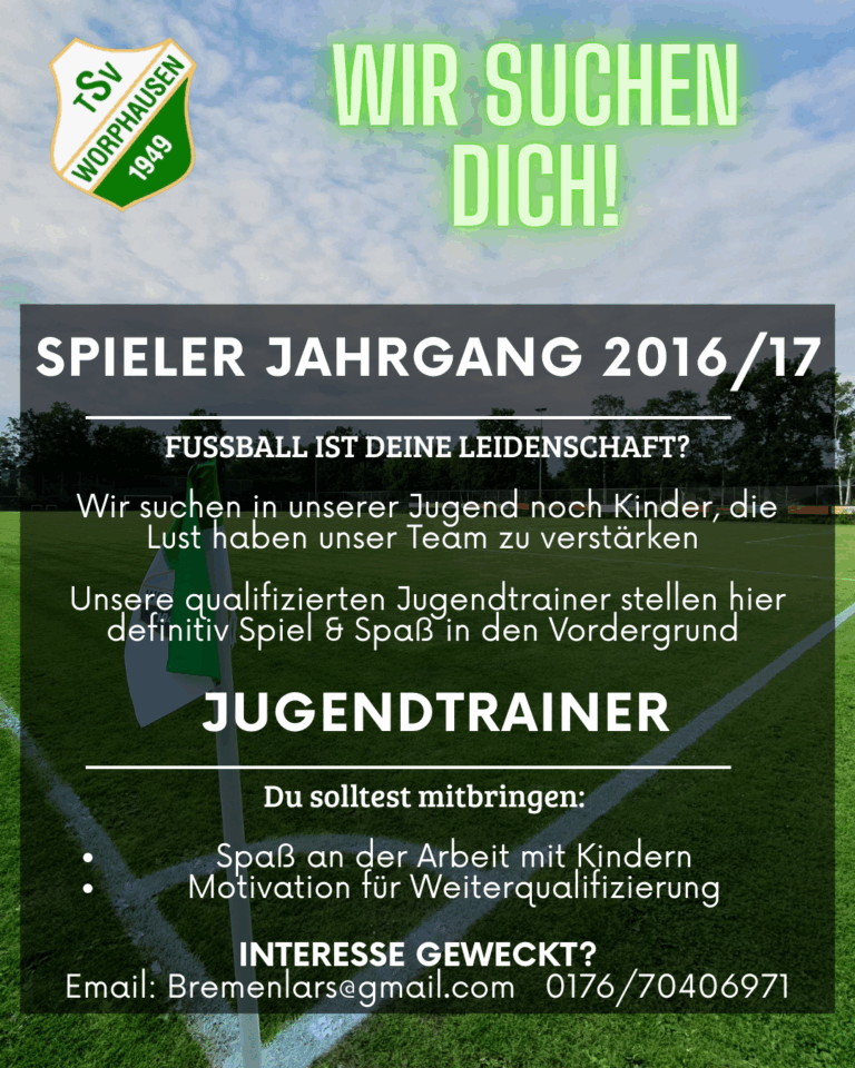 Spieler gesucht – Jahrgang 2016/17